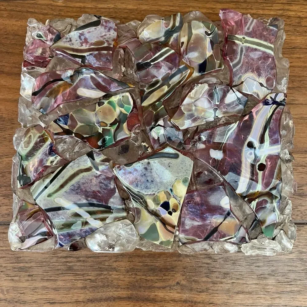Murano Glass Shards Art Piece Paperweight Trivet Display 7.5